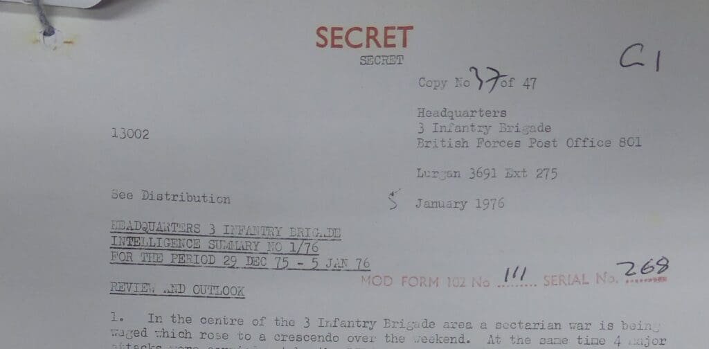 3 Brigade Intelligence Summary 5th January 1976