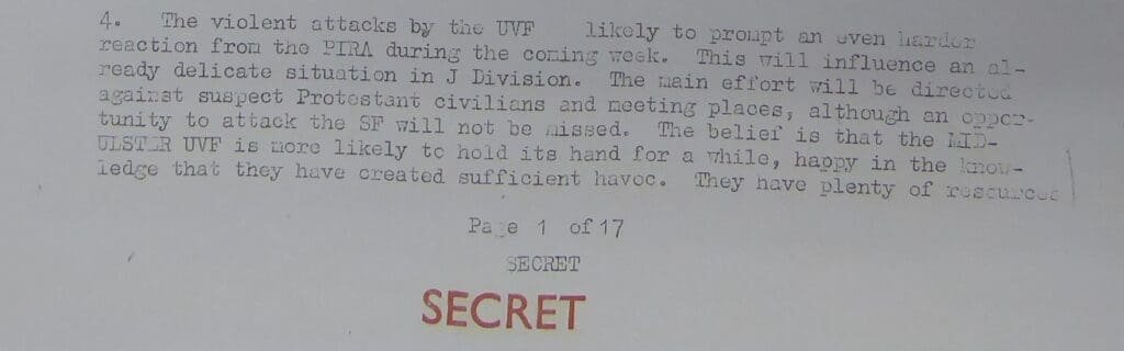 IRA reaction predicted on the day of the Kingsmill Massacre