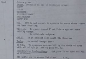 British Army Operational Orders on 27th June 1970