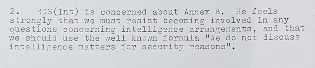 British Army does not discuss intelligence matters