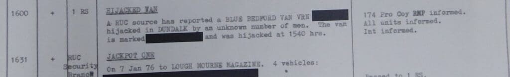 Hijacked van reported prior to Kingsmill Massacre