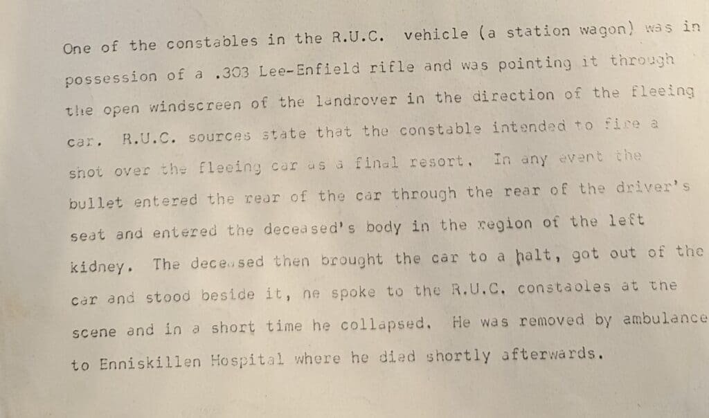 British RUC lies to the Irish government in their murder of Donegal civilian Michael Leonard