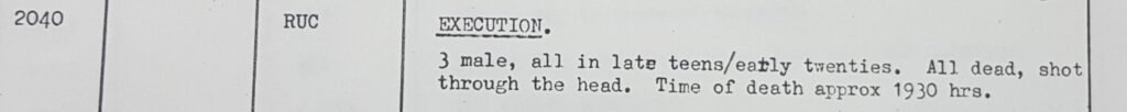 Execution - the bodies of the three Scottish soldiers are discovered