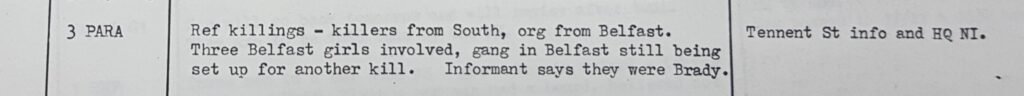 Information regarding an IRA honey trap and the 3 Scottish Soldiers