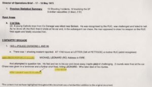 Michael Leonard Murder by RUC - Director of Operations Brief