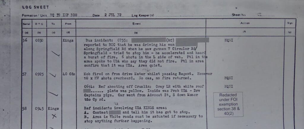 British Army's King's Regiment contact Tyrie to stop attempted murders and hijackings.