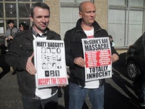Niall Ó Murchú (left) and Ciarán MacAirt at a commemoration in Scotland